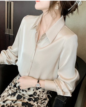 Long sleeve spring shirt satin profession tops