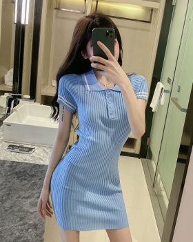 Slim knitted short sleeve dress